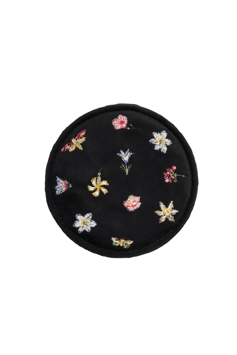 Floral Ditsy Embroidered Black Velvet Jewellery Box, Alternate, color, Black