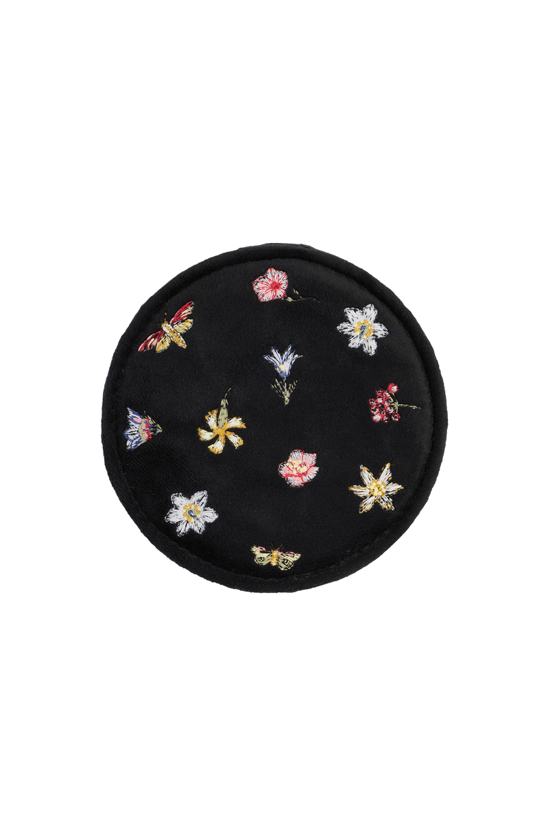 Fable England Floral Ditsy Embroidered Black Velvet Jewellery Box, Alternate, color, Black