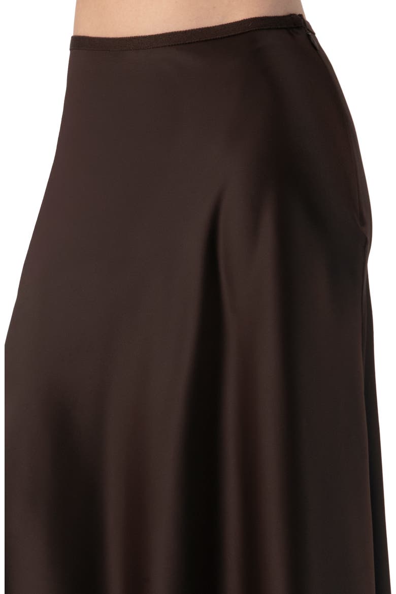 Solid Satin Midi Skirt, Alternate, color, Brown