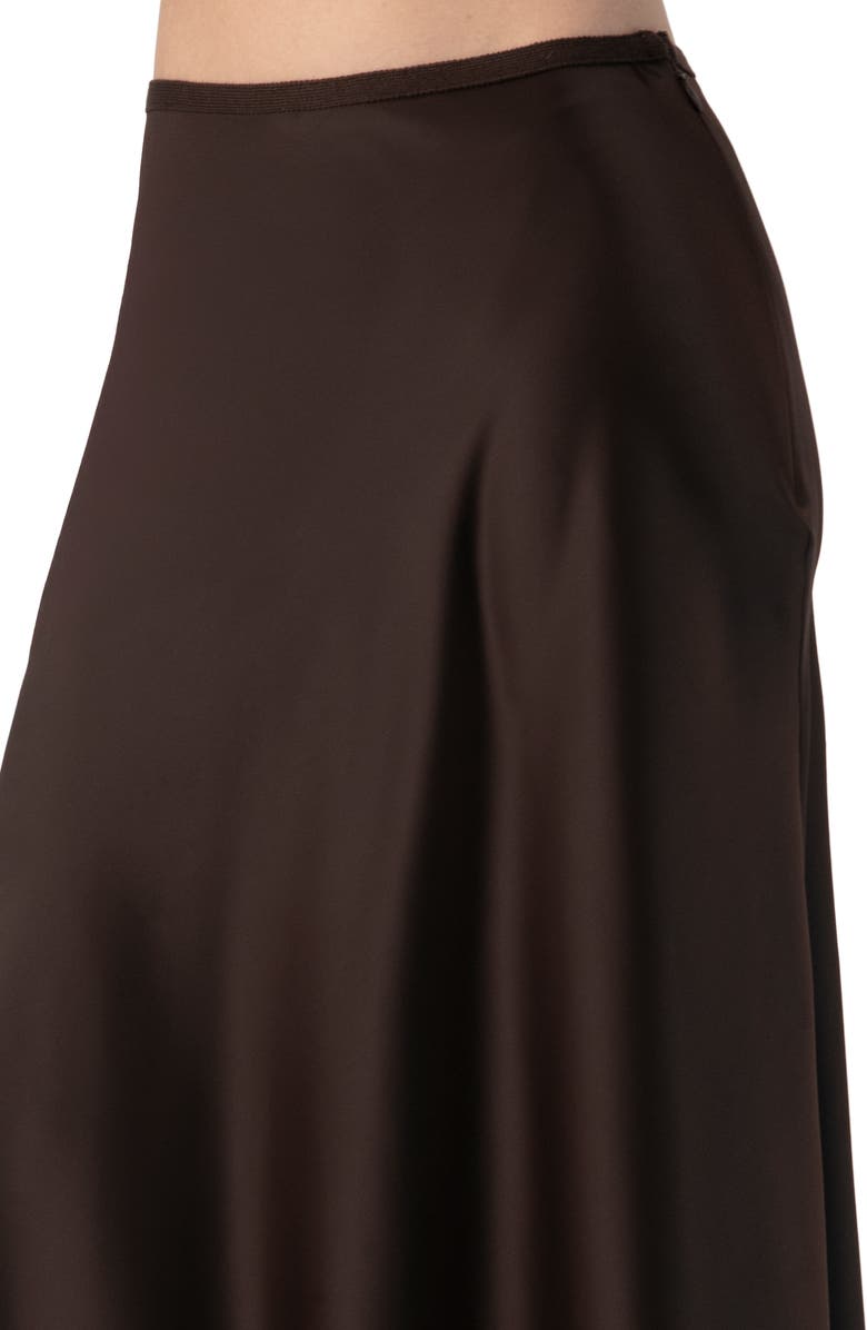 IVONNE Solid Satin Midi Skirt, Alternate, color, Brown