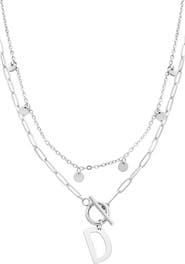 Adornia Toggle Initial Pendant Layered Necklace