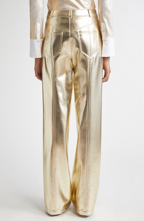 Cinq À Sept Francine High Waist Metallic Faux Leather Wide Leg Pants In Metallic