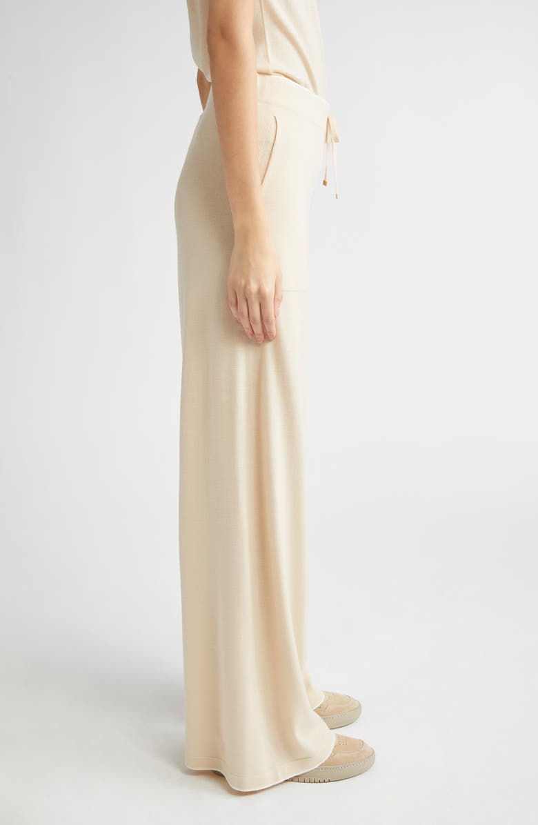 Eleventy Merino Wool Wide Leg Pants, Alternate, color, 02A-01 Beige And White
