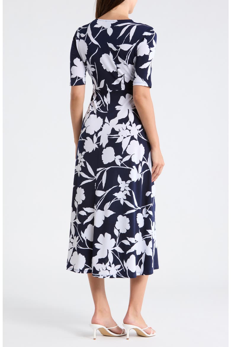 Floral V-Neck Tie Front Maxi Dress, Alternate, color, CLASSIC NAVY