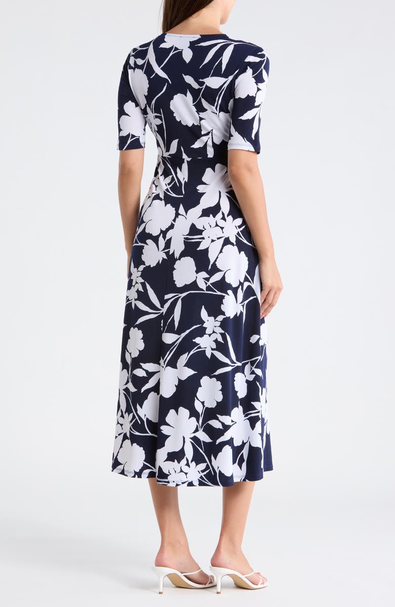 Halogen<sup>®</sup> Floral V-Neck Tie Front Maxi Dress, Alternate, color, Classic Navy