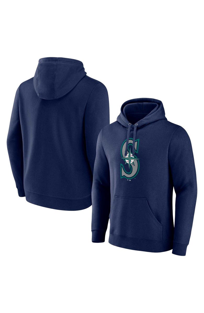 FANATICS Men's Fanatics Branded  Navy Seattle Mariners Official Logo Pullover Hoodie, Main, color, 