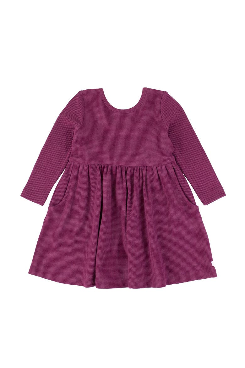Girls Waffle Knit Long Sleeve Twirl Dress, Main, color, Eggplant Harvest