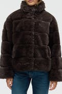 NVLT Eva Wide Stripe Faux Fur Jacket
