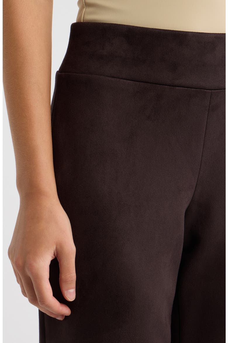 High Waist Wide Leg Faux Suede Pants, Alternate, color, DEEP MAHOGANY