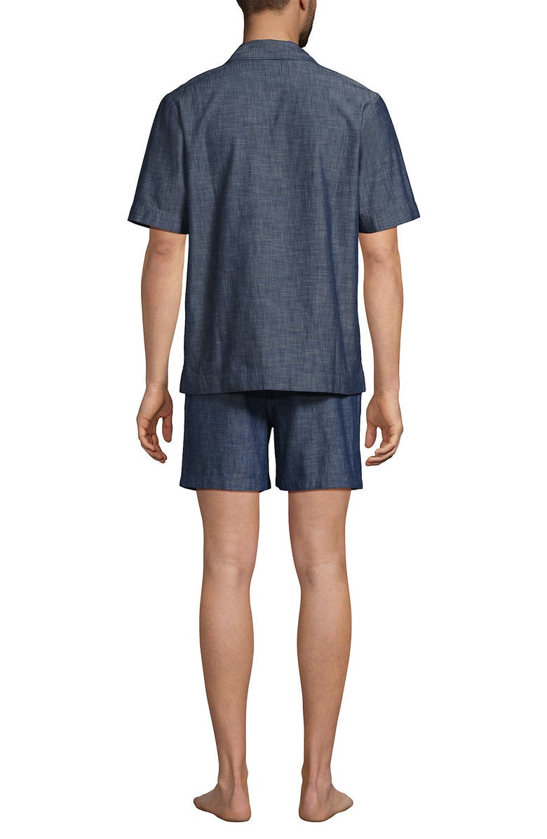 Lands' End Short Sleeve Essential Short Sleep Set, Alternate, color, Medium Indigo Chambray