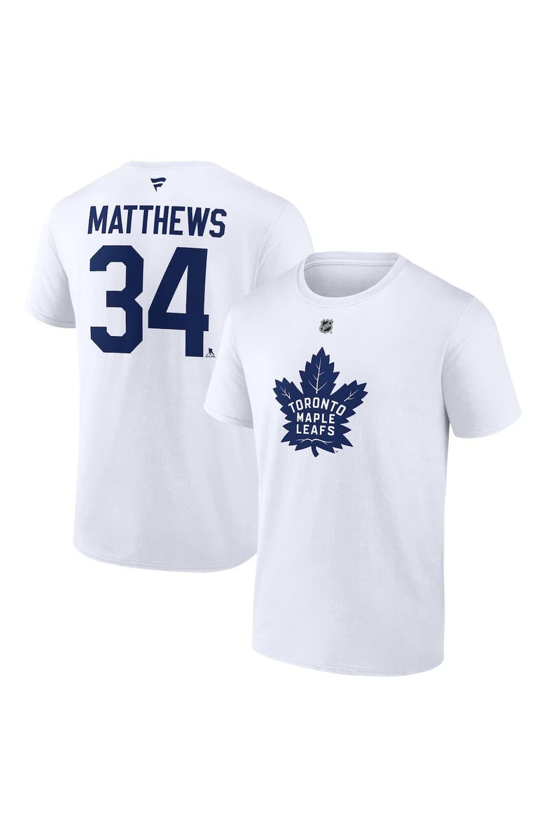 FANATICS Men's Fanatics Auston Matthews White Toronto Maple Leafs Authentic Stack Name & Number T-Shirt, Alternate, color, White