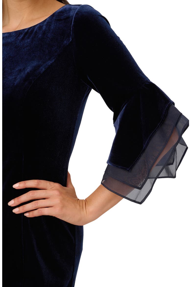 Velvet Bell Sleeve Sheath Dress, Alternate, color, MIDNIGHT