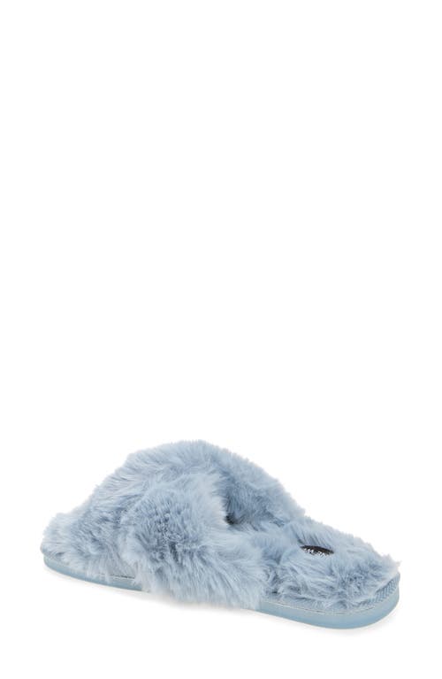 Nine West X-band Faux Fur Slipper In Blue