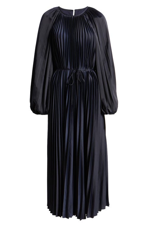 Julia Jordan Pleated Long Sleeve Midi Dress In Blue