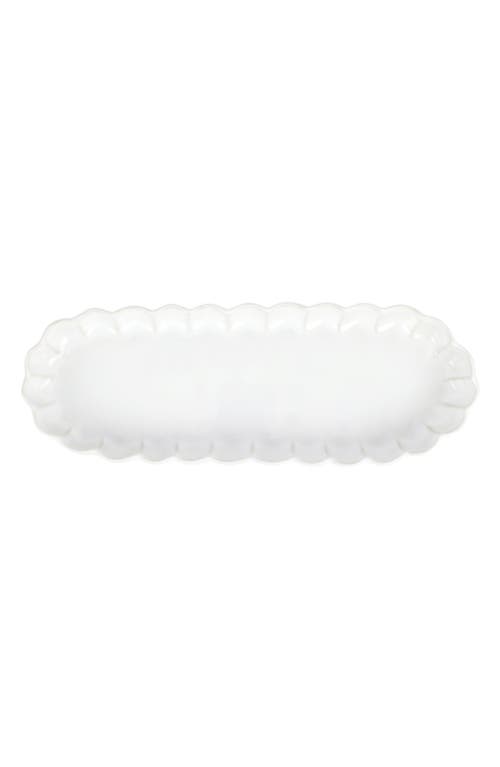 Vietri Incanto Stone Ruffle Oval Tray In White