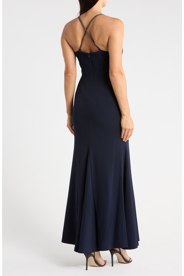 Bead Trim Maxi Dress, Alternate, color, NAVY