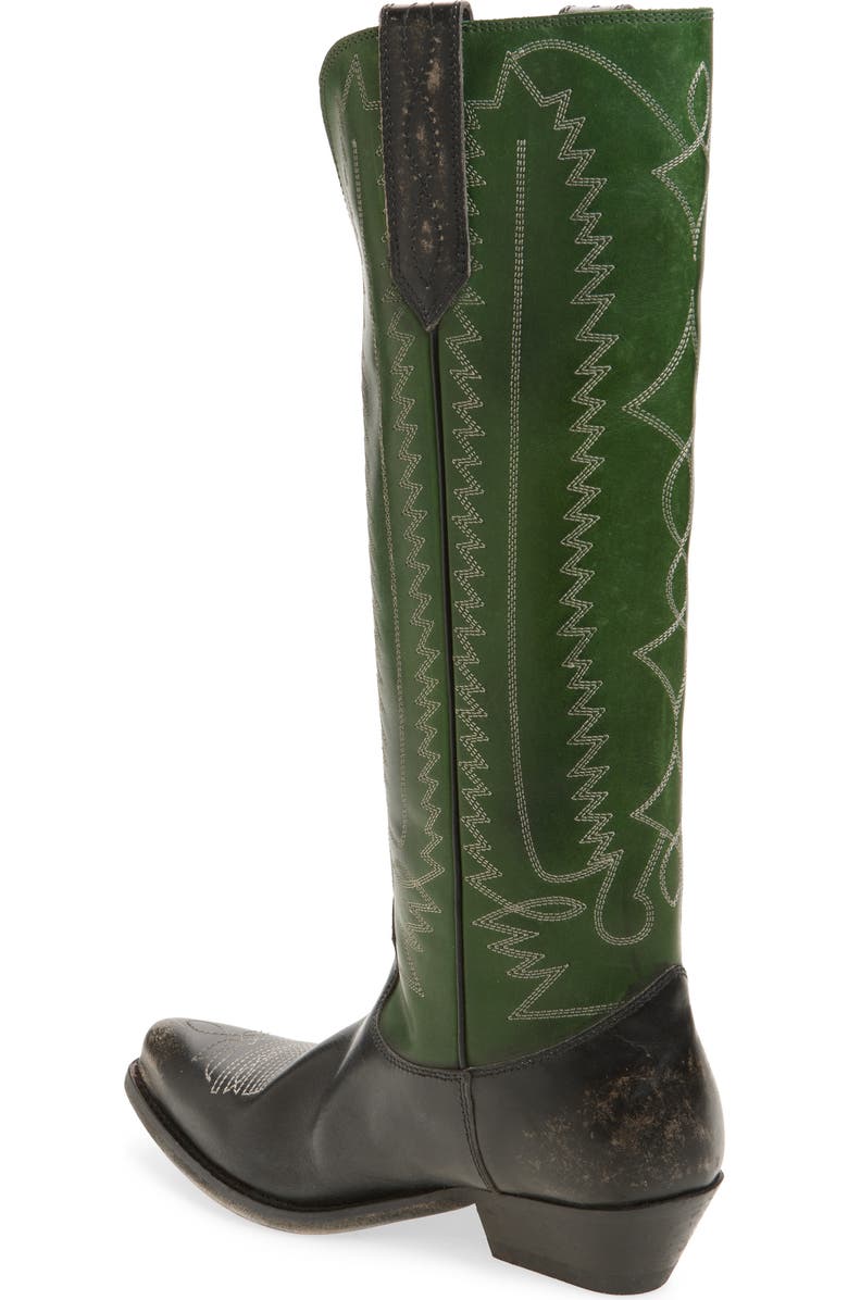 Golden Goose Wish Star High Western Boot, Alternate, color, Green/ Black