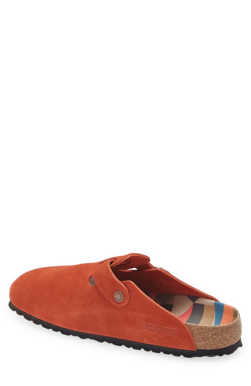 Birkenstock Boston Embossed Suede Mules In Orange