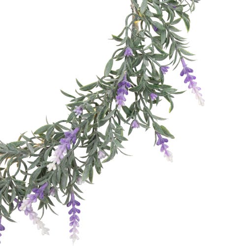Northlight Pre-lit Battery Operated White Lavender Spring Wreath In Green