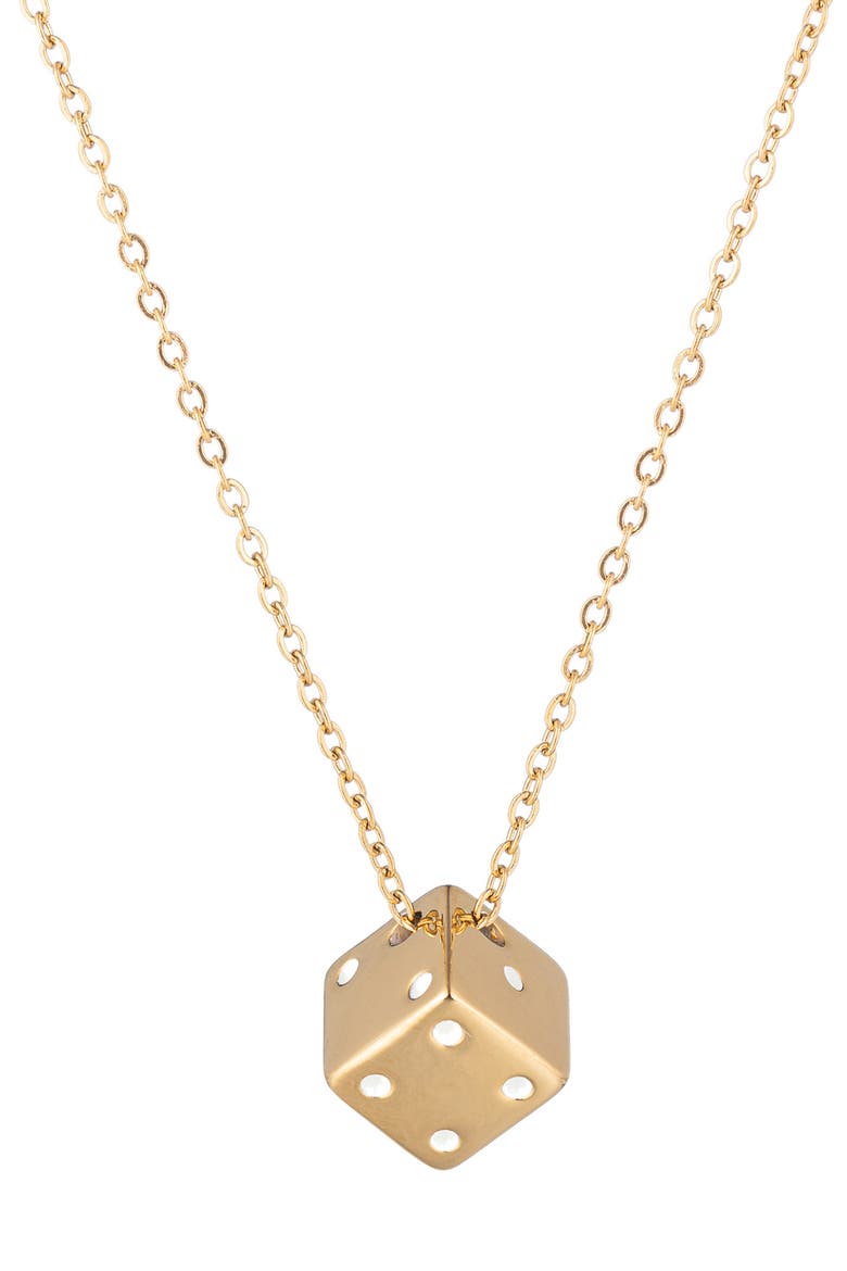 Men's Dice Pendant Necklace, Main, color, GOLD