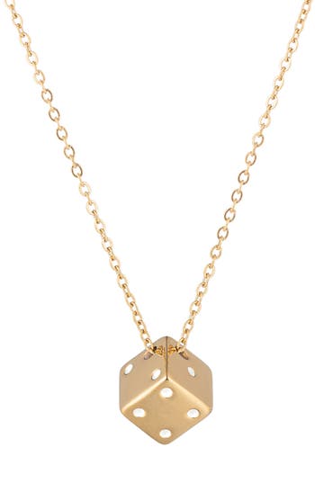 Eye Candy Los Angeles Dice Pendant Necklace In Gold