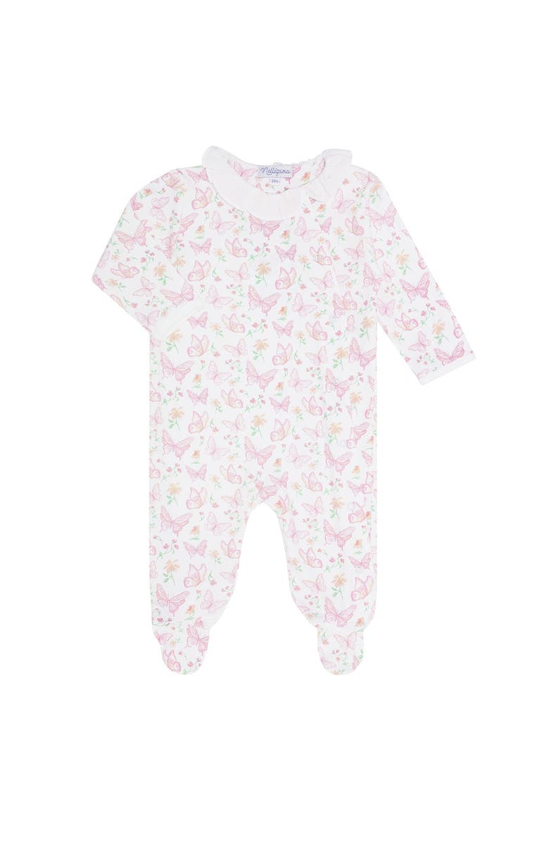 Nellapima Butterflies Print Crossover Footie - Baby, Main, color, Pink