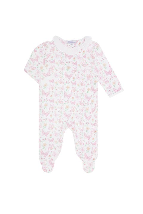Butterflies Print Crossover Footie - Baby