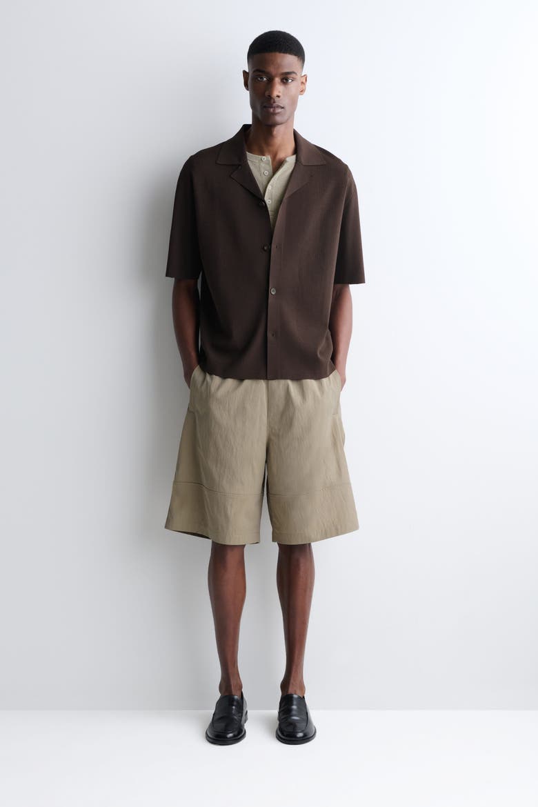 Cotton Elasticated Knee-Length Shorts, Main, color, BEIGE