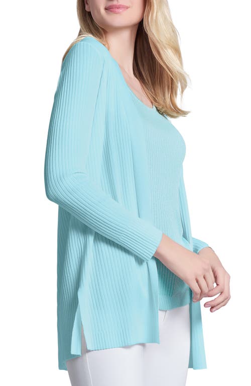 Jones New York Open Front Rib Cardigan In Aqua Mist
