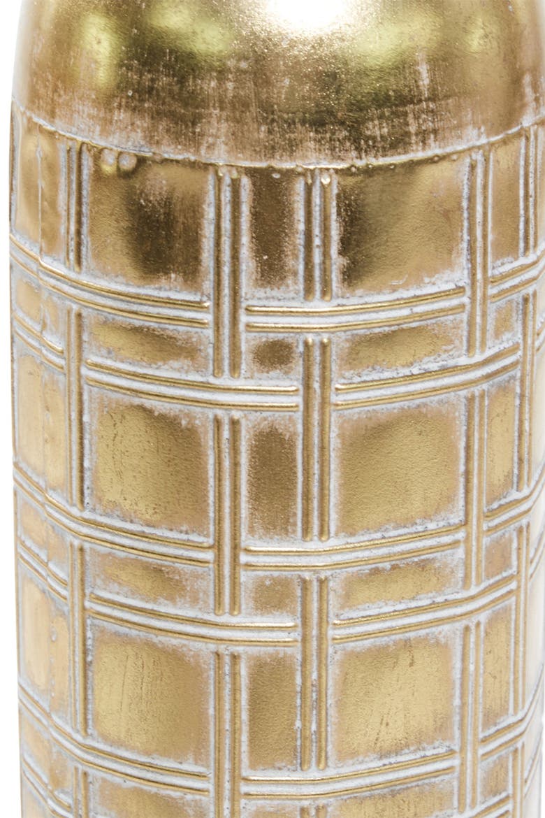 Goldtone Metal Glam Vase with Etched Grid Pattern - Set of 3, Alternate, color, GOLD