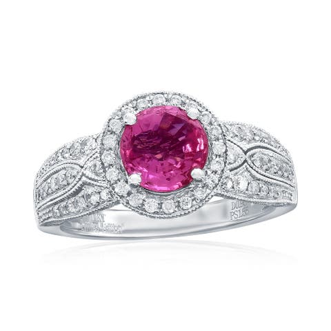 14K White Gold 1.55ct Pink Sapphire & 0.95cttw Diamond Ring