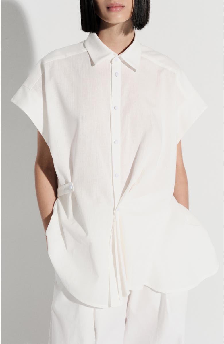 De Loreta Oeste Asymmetric Button-Up Cotton Shirt, Main, color, 