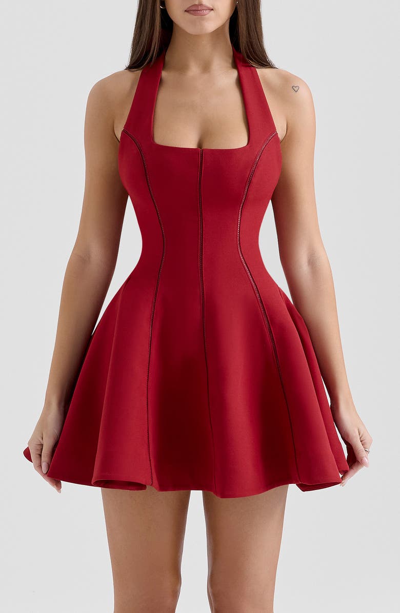 HOUSE OF CB Loulette Halter Minidress, Alternate, color, Red Dahlia
