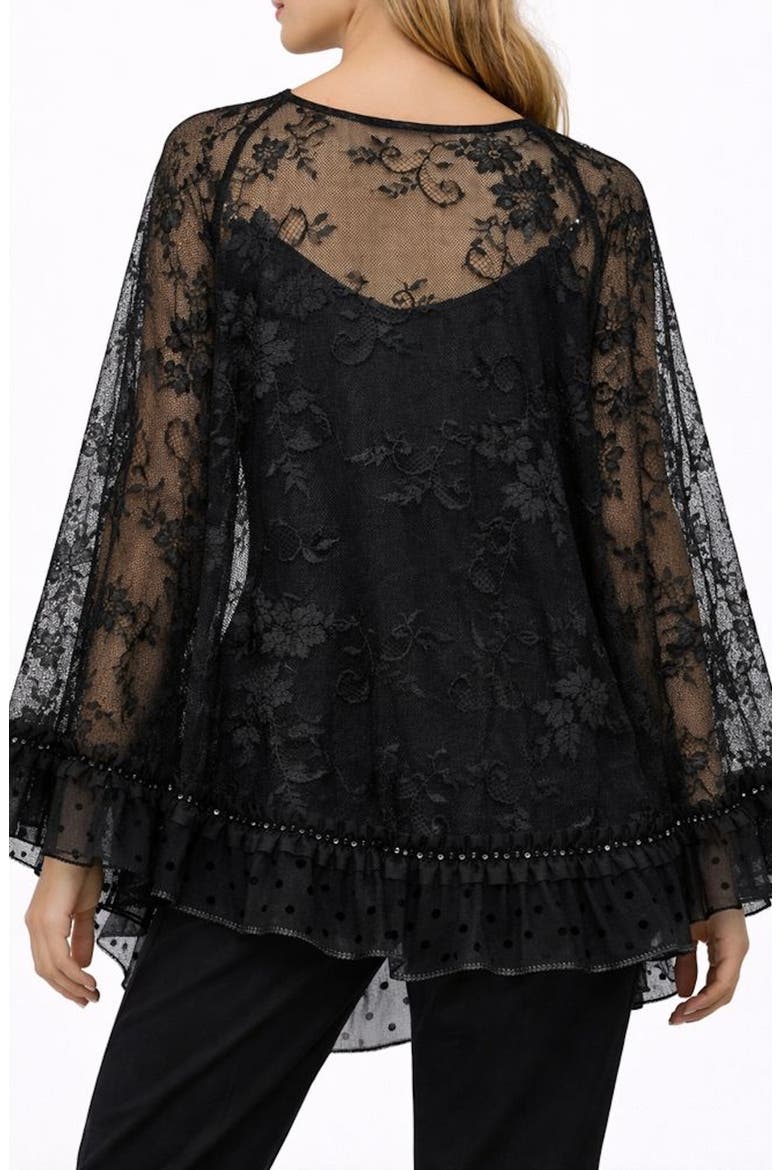 Lace Poncho, Alternate, color, BLACK