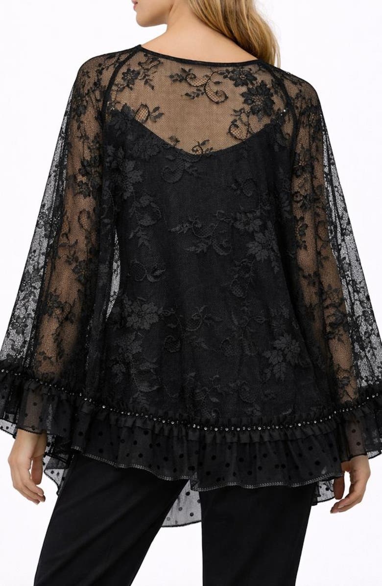 SAACHI Lace Poncho, Alternate, color, Black