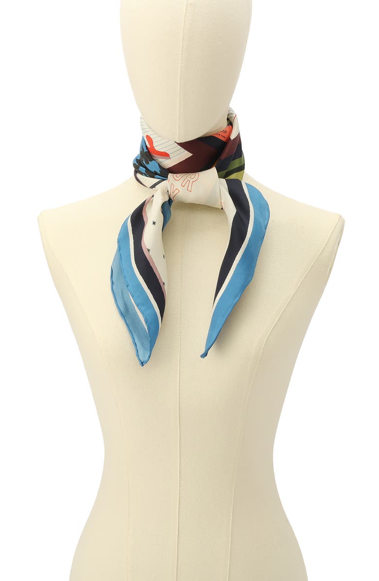 Kate Spade New York bestsellers silk square scarf, Alternate, color, Ivory Multi