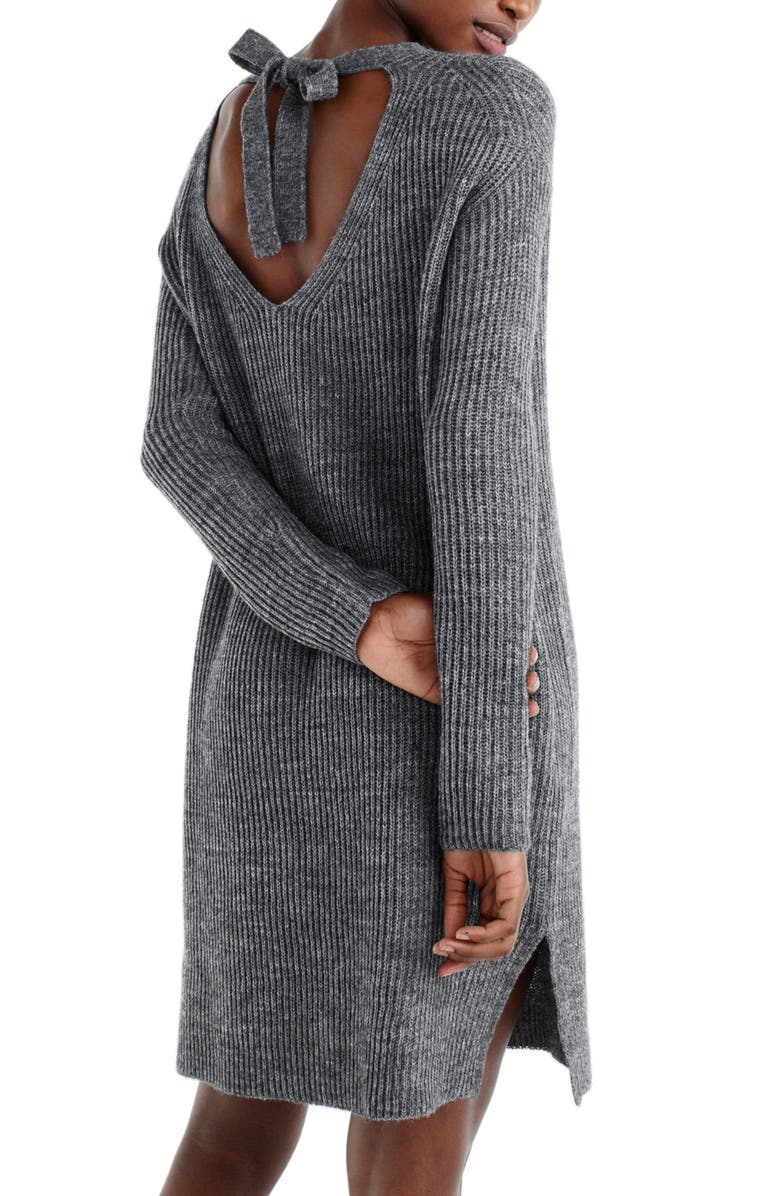 J.Crew Bow Tie Open Back Sweater Dress, Alternate, color, 