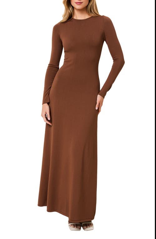 Solid & Striped The Dora Long Sleeve Knit Maxi Dress In Brown
