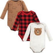 Hudson Baby Cotton Long-Sleeve Bodysuit 3Pk