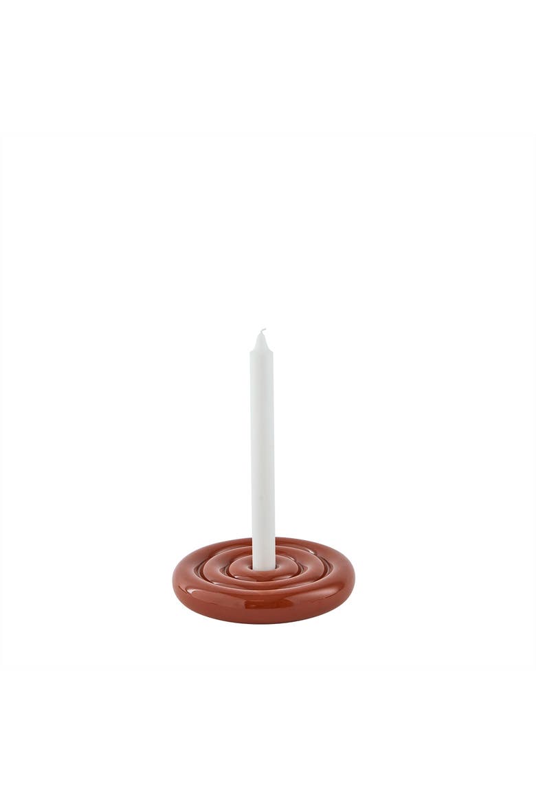 Savi Ceramic Candleholder, Main, color, Nutmeg