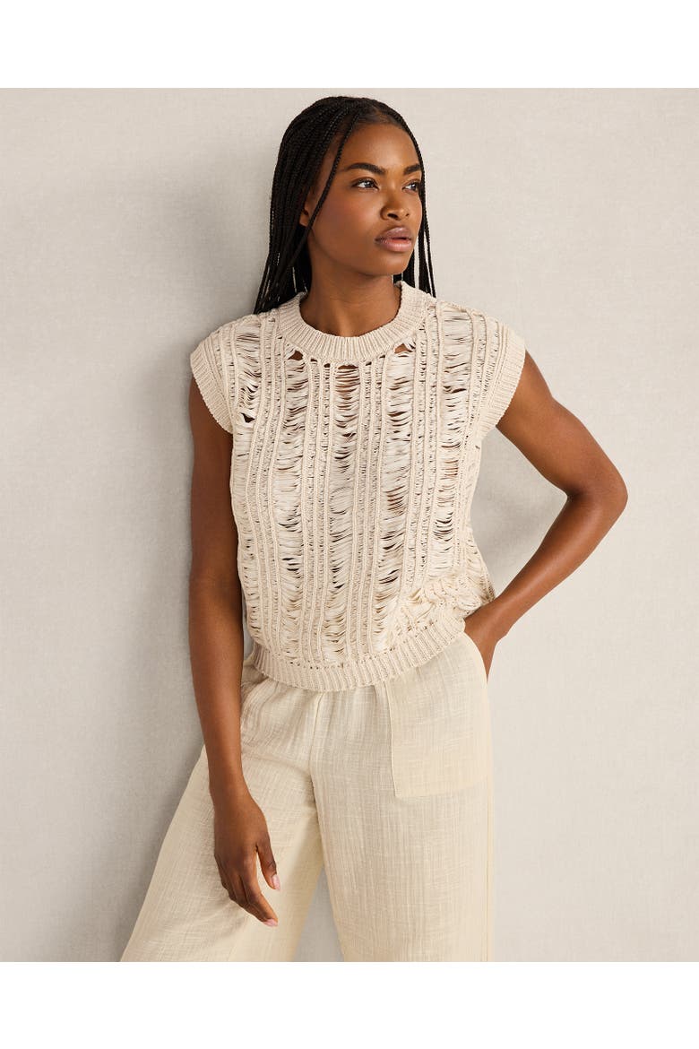 Organic Cotton Tape Yarn Sweater Vest, Main, color, Muslin