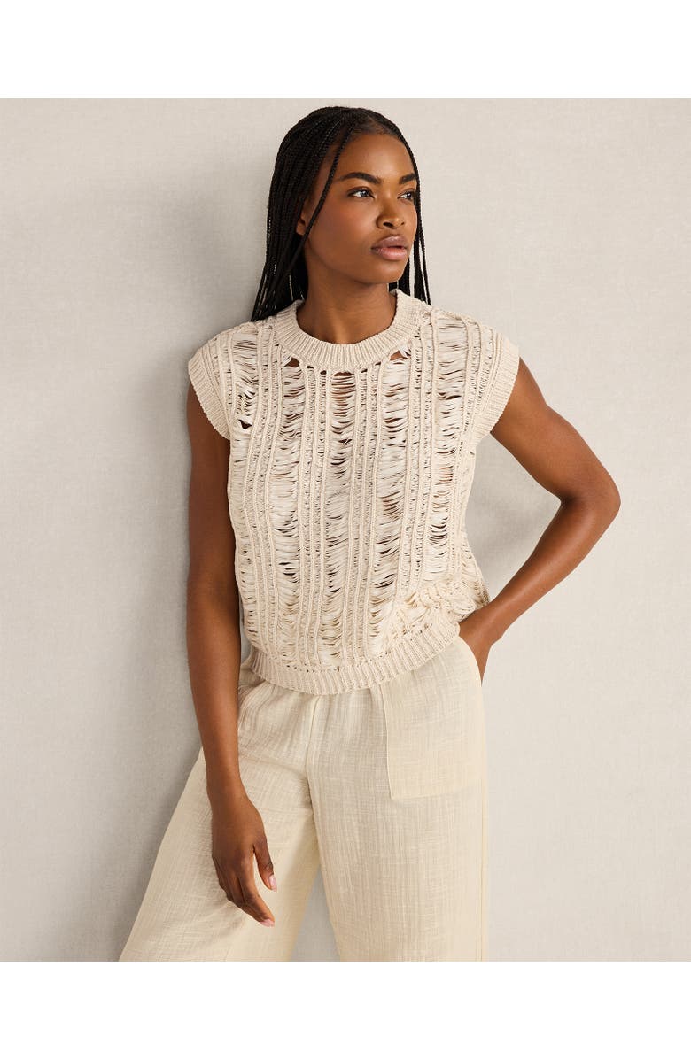 Haven Well Within Organic Cotton Tape Yarn Sweater Vest, Main, color, Muslin
