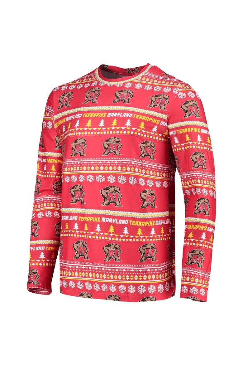 Men's Concepts Sport Red Maryland Terrapins Ugly Sweater Long Sleeve T-Shirt and Pants Sleep Set, Alternate, color, Red