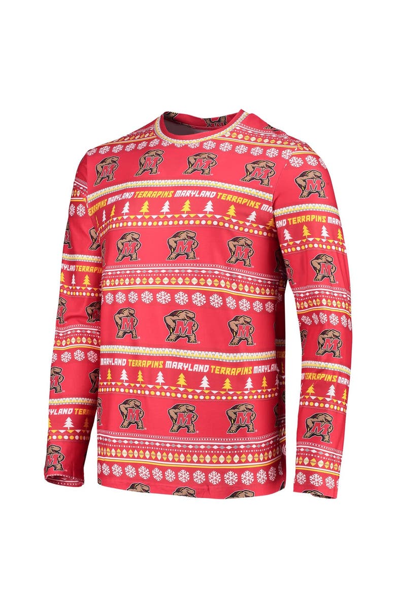 CONCEPTS SPORT Men's Concepts Sport Red Maryland Terrapins Ugly Sweater Long Sleeve T-Shirt and Pants Sleep Set, Alternate, color, Red
