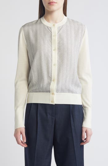Hugo Boss Knitted-edge Panelled Jacket In Soft Cream