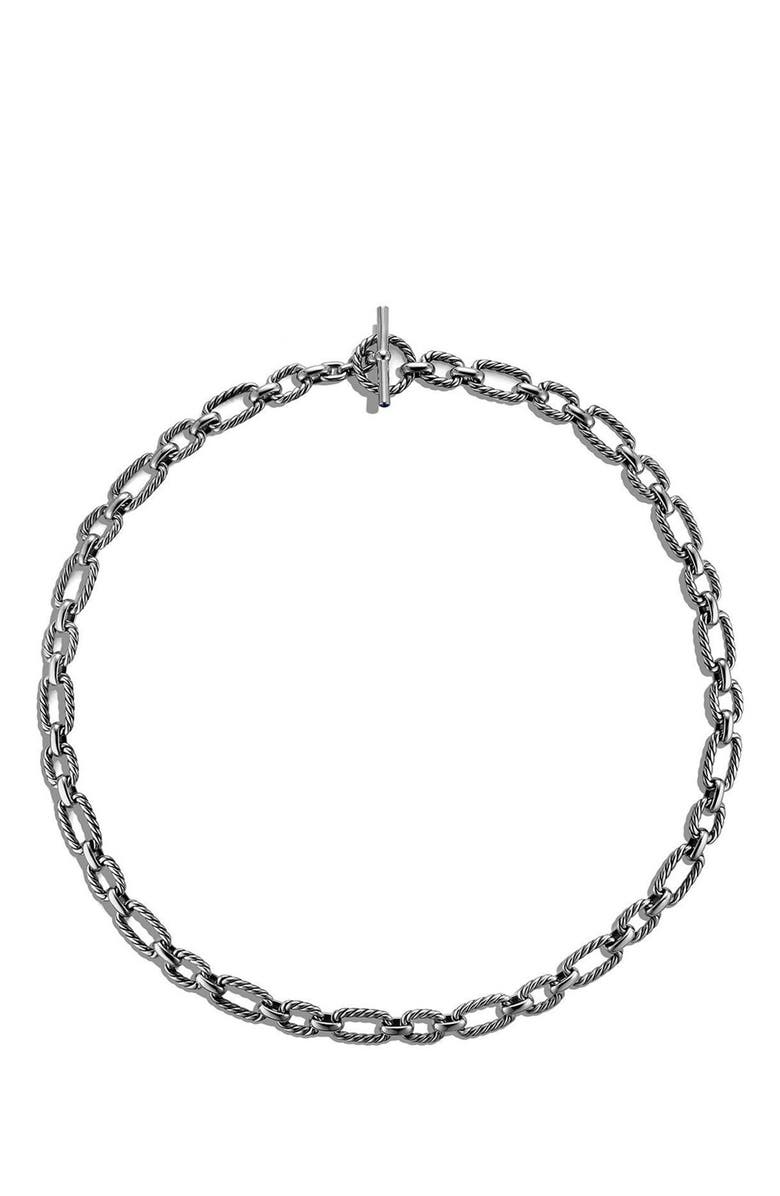 David Yurman Cushion Link Chain Necklace with Blue Sapphires, Main, color, 