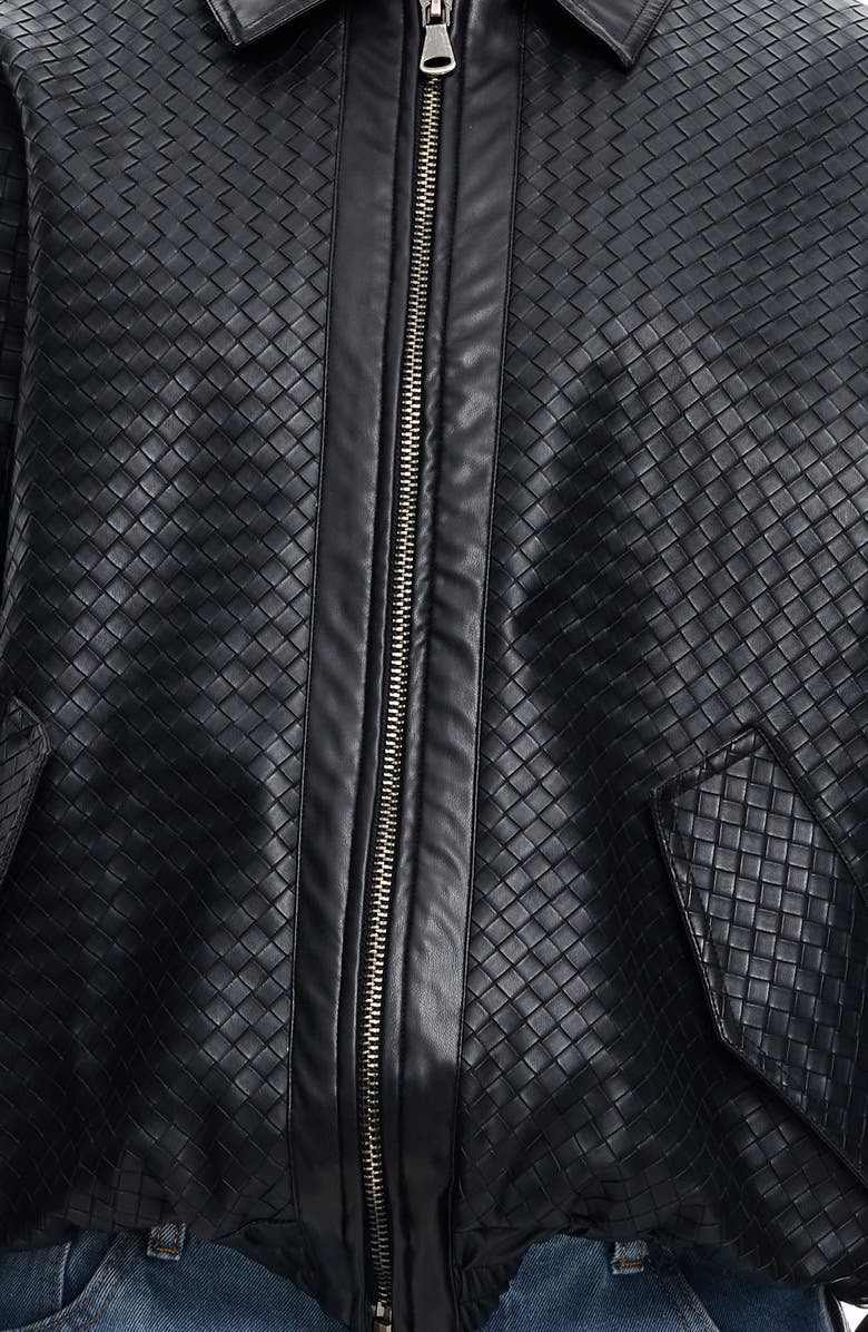 LIONESS Kenny Woven Faux Leather Bomber Jacket, Alternate, color,