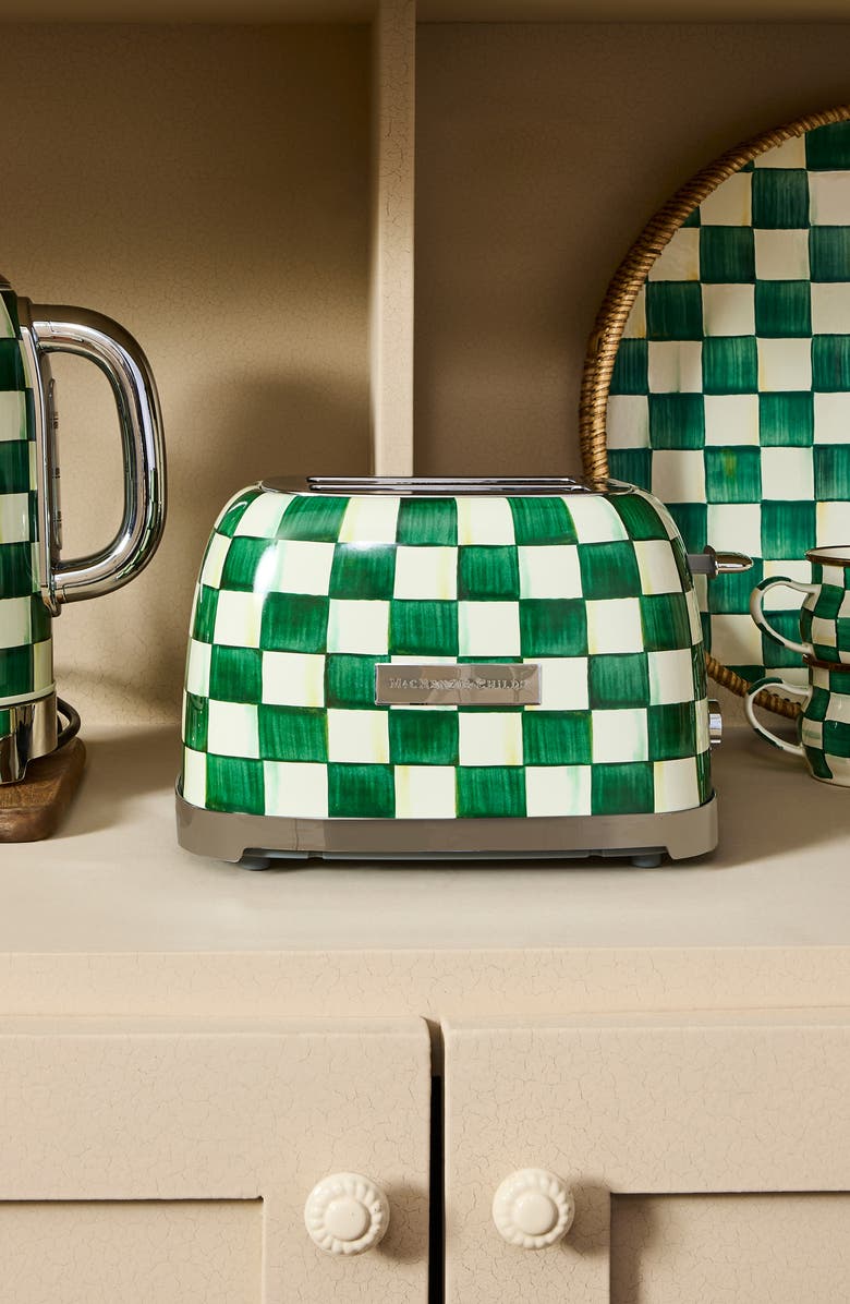 MACKENZIE CHILDS Emerald Check 2-Slice Toaster, Alternate, color, Emerald