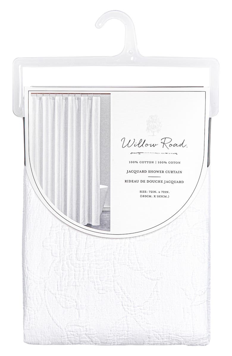 ARTISAN 34 Floral Jacquard Cotton Shower Curtain, Alternate, color, White