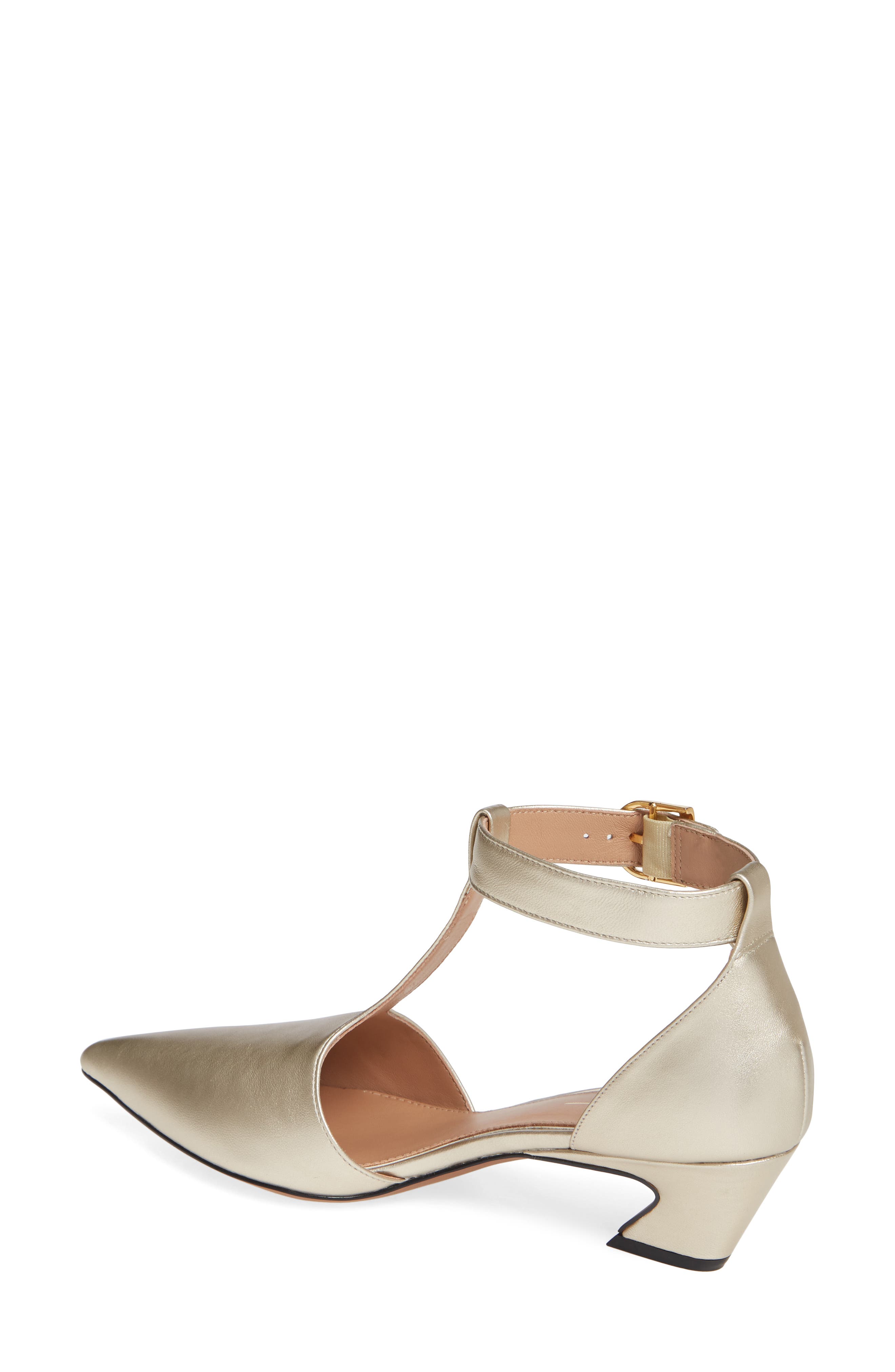 Greta T-Strap Pump, Alternate, color, GOLD LEATHER